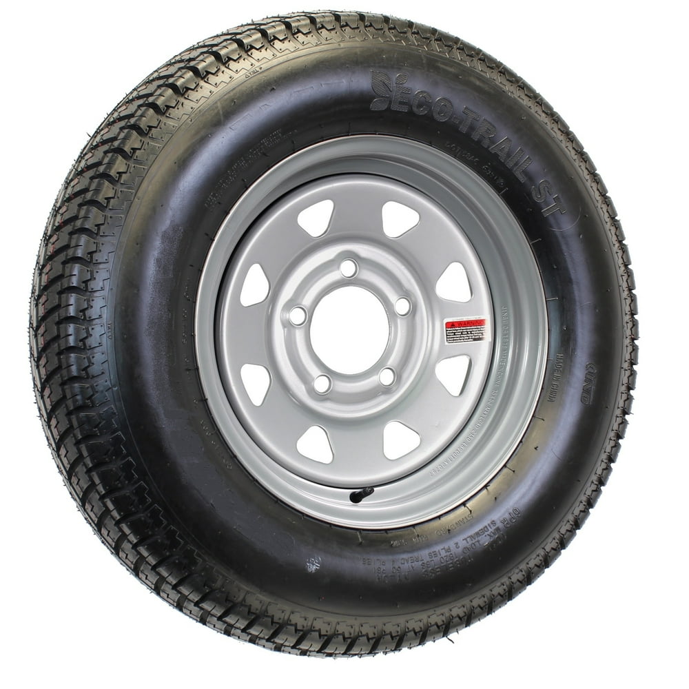 Mounted Trailer Tire and Rim ST175/80D13 175/80 D 13 54.5 Silver Spoke