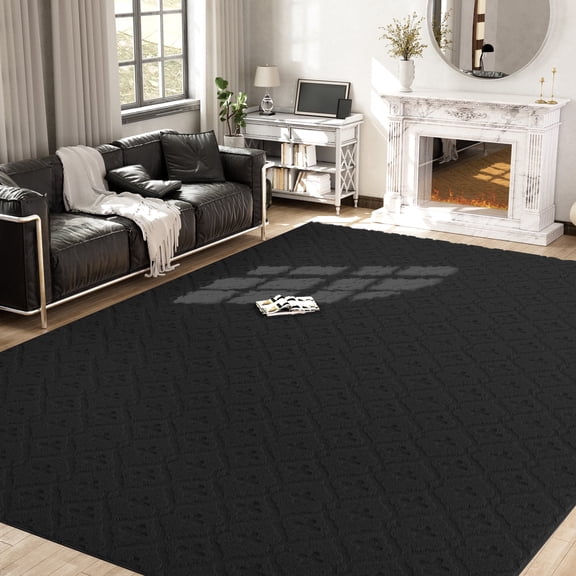 YOUPINS Modern Area Rug,5'x8' Large High-Low Textured Moroccan Vintage Shag Rugs,Washable Decor Carpet for High Traffic Areas in Living Room, Bedroom,Dining Room