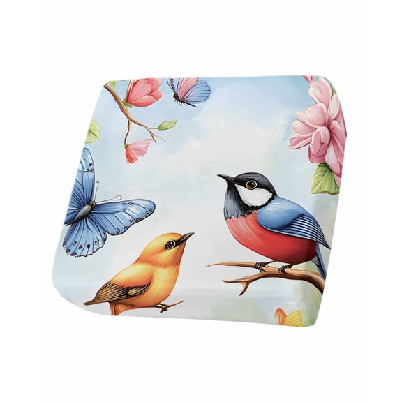 Spring Floral Sofa Couch Cushion Covers Washable, Removable Stretchable Sectional Couch Covers, Pastoral Butterfly Birds Elegant Slipcovers for L & T Shape Sofa Furniture Protector S Size 1 pc
