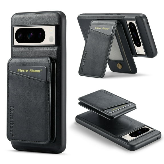 Nalacover Case Compatible for Google Pixel 7 Pro, [Support MagSafe Wireless Charging] Flip Magnetic Premium Leather Wallet Phone Cover with Detachable Card Holder Kickstand Shockproof Case, Black