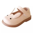 thumbnail image 2 of CUZIBR Girls Toddler Dress Shoes Solid Color Cute Cartoon Bunny Pattern Soft Sole Mary Jean Sandals Leather Hook And Loop Strap Footwear Wedding Party Birthday Dailywear,Beige,0-3 Months, 2 of 8