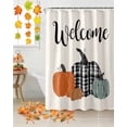 thumbnail image 5 of Welcome Thanksgiving Pumpkin Shower Curtains for Bathroom, Harvest Autumn Pumpkin Orange Black Plaid Waterproof Fabric Shower Curtain for Bathroom Bathtub Decoration, Machine Washable, 54x"78", 5 of 9