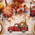 thumbnail image 3 of Thanksgiving Truck Placemats Set of 2, Fall Maple Leaves Pumpkins Floral Wood Washable Wipeable Table Mats for Dining Tables, Indoor Outdoor Kitchen Place Mats for Holiday Party Table Decor, 3 of 9
