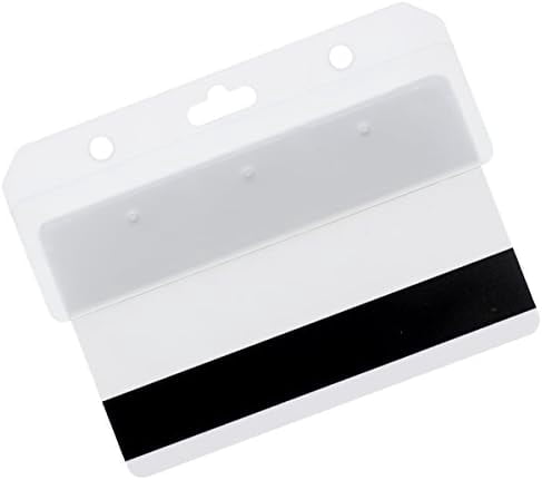 Specialist ID Frosted Rigid Plastic Horizontal Half Card ID Badge Holders - Hard Plastic Easy Access Swipe Card Gripper - Swipeable Badge Holders for Magnetic Strip Office and Student IDs - 5 Pack