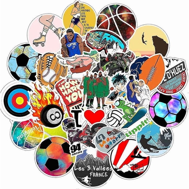 50 Pcs Trendy Decorative Vinyl Sports(Tennis) Waterproof Graffiti Stickers for Laptop Hydroflasks Computer Luggage Water Bottle Phone Tablet