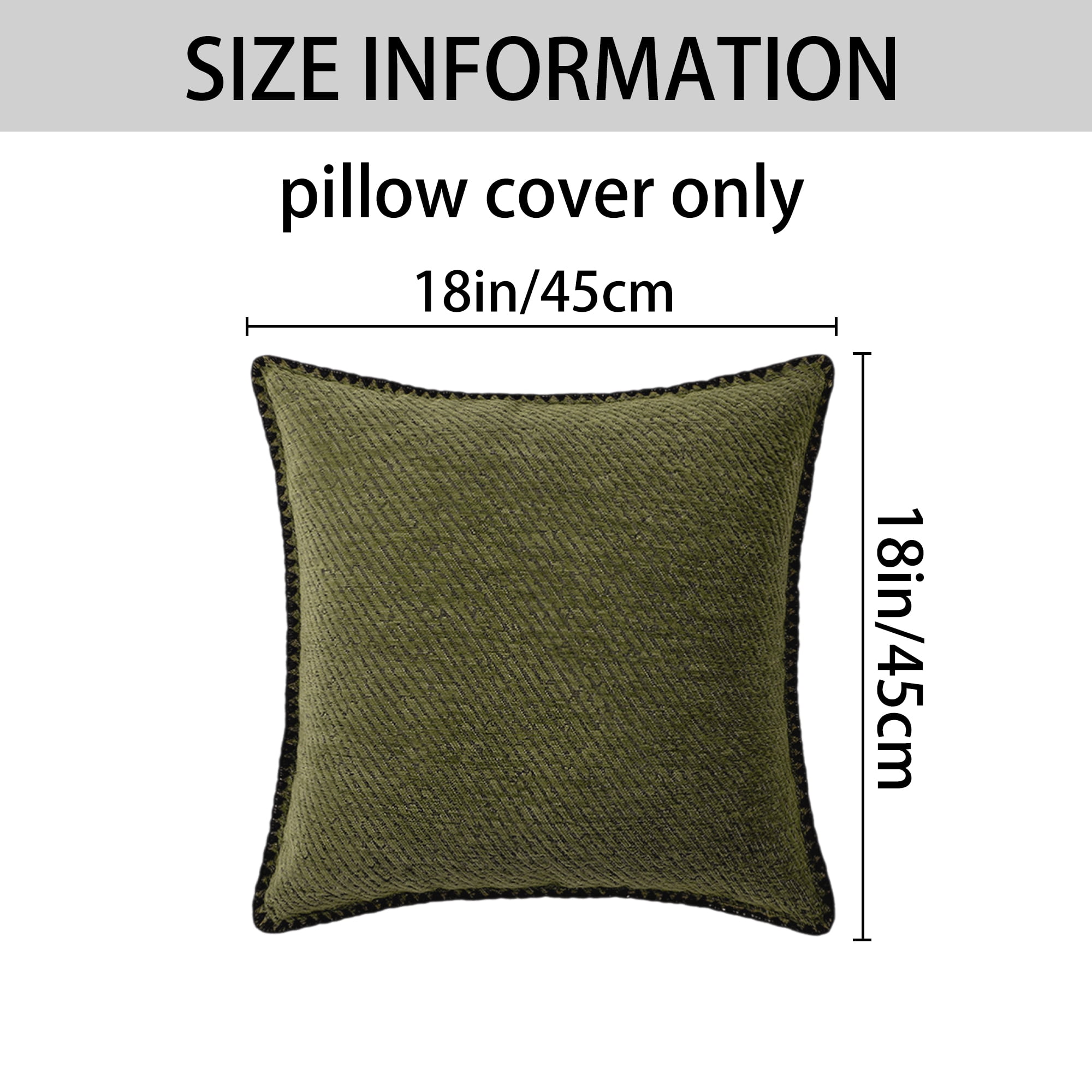 Unique Bargains 2 Pcs Soft Chenille Pillowcase Dark Green 18" x 18"