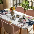 thumbnail image 3 of Spring Pig Table Cloths for 4 Foot Rectangle Tables, Butterfly Botanical Floral Summer Patio Waterproof Elastic Fitted Tablecloths, Washable Rectangular Table Cover for Camping, 3 of 8