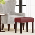 thumbnail image 2 of FAGAGA Two Leather Vanity Stool, Rectangle Ottoman Bench for Makeup Room, Vanity Chair with Wood Legs for Piano Room, Bedroom, Living Room | Red, 2 of 9