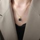 thumbnail image 3 of Marka Fashion Stainless Steel Necklace for Women Black Acrylic Pendant Girls Gold plated Chain Gothic Jewelry, 3 of 5