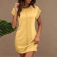 thumbnail image 1 of Ovzne Robes pour Femmes 2025 Robe d'Été Robe Décontractée pour Femme Couleur Unie Col Rond Manches Courtes Robe Décontractée Robe d'Été Manches Courtes Liquidation, 1 of 7