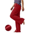 thumbnail image 4 of BXJX Womens Corduroy Pants, Casual Elastic Waist Drawstring Fall Winter Straight Leg Trousers with Pockets Red Size XL, 4 of 7