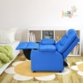thumbnail image 3 of Costway Kids Youth Recliner Chair PU Leather w/Cup Holders & Side Pockets Blue, 3 of 9