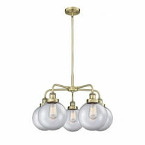 Innovations Lighting  Beacon - 5 Light 26" Stem Hung Chandelier Antique Brass/Clear