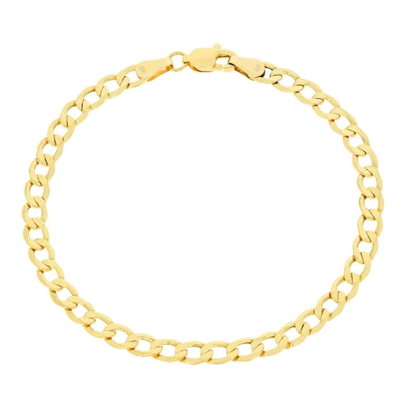Nuragold 10k Real Yellow Gold Cuban Curb Link 4.5mm Chain Bracelet (7"-9") Italian Jewelry for Men & Women
