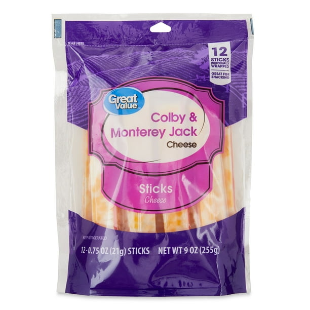 Great Value Gluten Free Colby & Monterey Jack Cheese Sticks, 9 oz, 12
