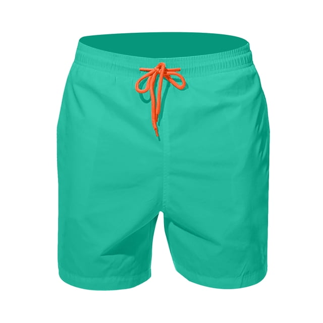 Mens Trends Swim Trunks Solid Color Print Trousers Board Shorts Summer Swimwear Quick Dry Elastic Drawstring Bathing Suits Holiday Beach Pants Discount Green L