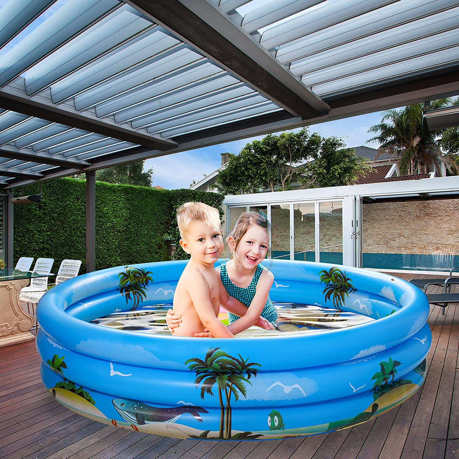 Inflatable Swimming Pool Backyard FamilyKids Adult Summer Water Play Game Center 