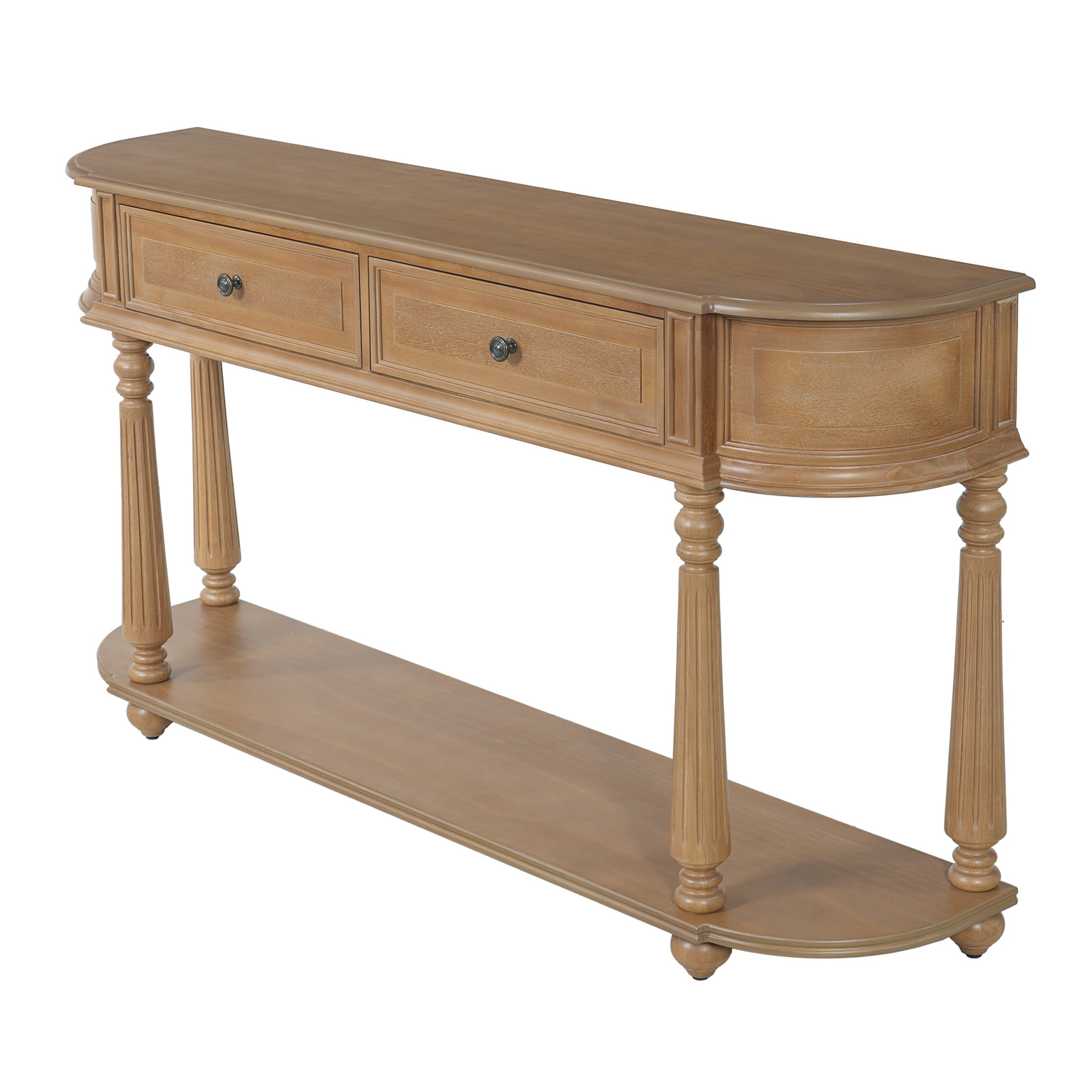 Christopher Knight Home Vintage Half Moon Wood Console Table with Drawers and Open Shelf, Natural