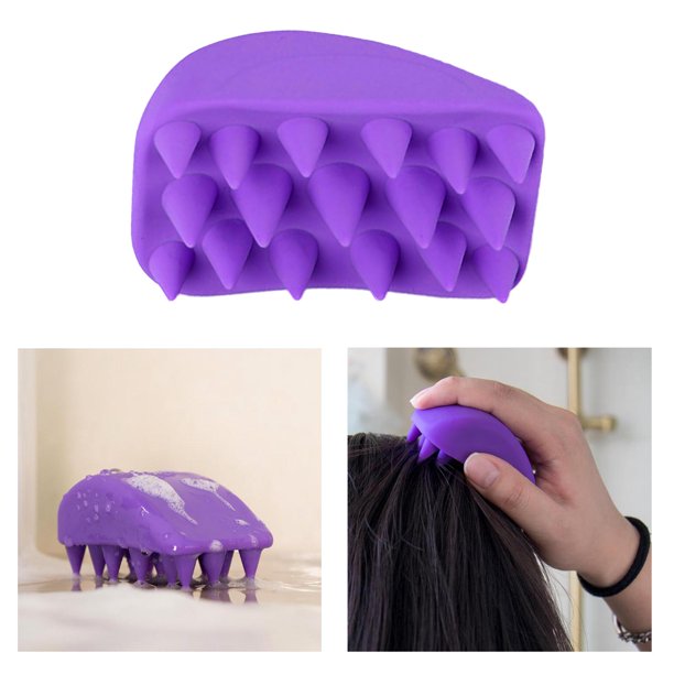 Cepillo de champú masajeador para el cuero cabelludo, cepillo de masaje Manual húmedo y seco para la cabeza del cuero cabelludo para hombres, mujeres - Púrpura Baoblaze Cepillo de masaje para cuero cabelludo