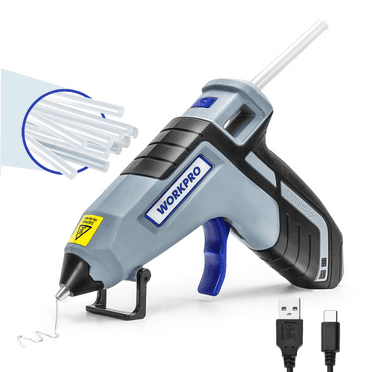 WORKPRO 3.6V Cordless Hot Glue Gun (Upgrade), Fast Preheating, Smart Power-Off, USB-C Rechargeable Glue Gun, Less-drip Hot Glue Gun Kit with 20 Pcs Premium Mini Glue Sticks for DIY, Crafting and Arts