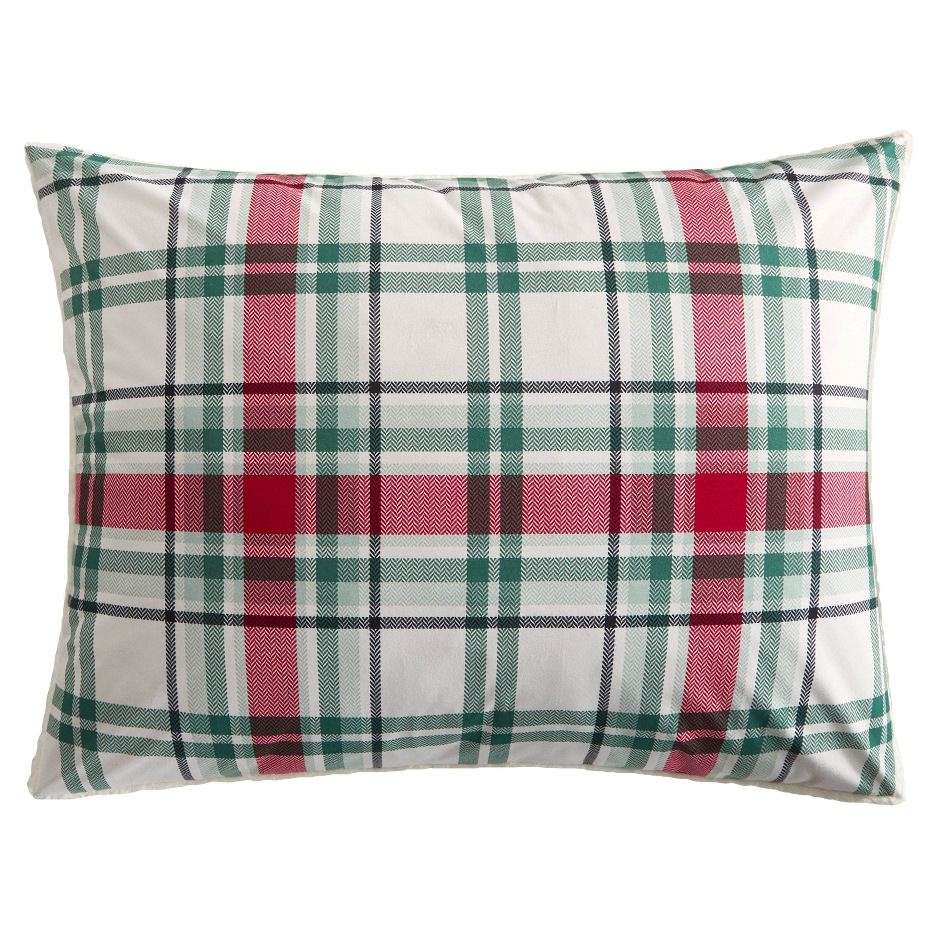 Mainstays 3 Piece Red Green Plaid Comforter Bedding Set, Twin