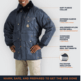 thumbnail image 3 of RefrigiWear Iron-Tuff Men’s Jackoat Insulated Work Jacket – -50°F Rated Cold Storage Freezer Coat with Wind-Tight Water-Repellent Shell, Navy - L, 3 of 6