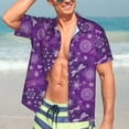 thumbnail image 7 of Honeii Purple Snowflakes Print Men’s Hawaiian Shirt,Classic Button-Down Short Sleeve Shirt, for Beach, Vacation, and Outdoor Activities,3X-Large, 7 of 7