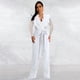 thumbnail image 2 of Gibobby pantalones siameses color liso Mono de mujer, mono Sexy a la , pantalones, cuello de profunda, encaje, de encaje para mujer(Blanco， S), 2 of 5