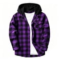 thumbnail image 4 of FchengtaiS Men's Button Down Shacket Long Sleeve Plaid Shirts Jacket Fall Casual Loose Hoodies, 4 of 8