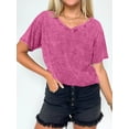 thumbnail image 5 of ANRABESS Womens Oversized Acid Washed T-Shirt Short Sleeve Vintage Casual V Neck Tops 2026 Summer Basic Tee Trendy Clothes Hot Pink Medium, 5 of 8