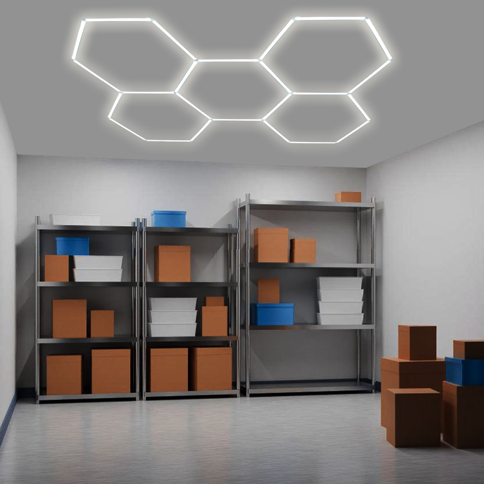 5 Grids Hexagon Garage Lights Honeycomb LED HEX Light Detailing Showroom Office