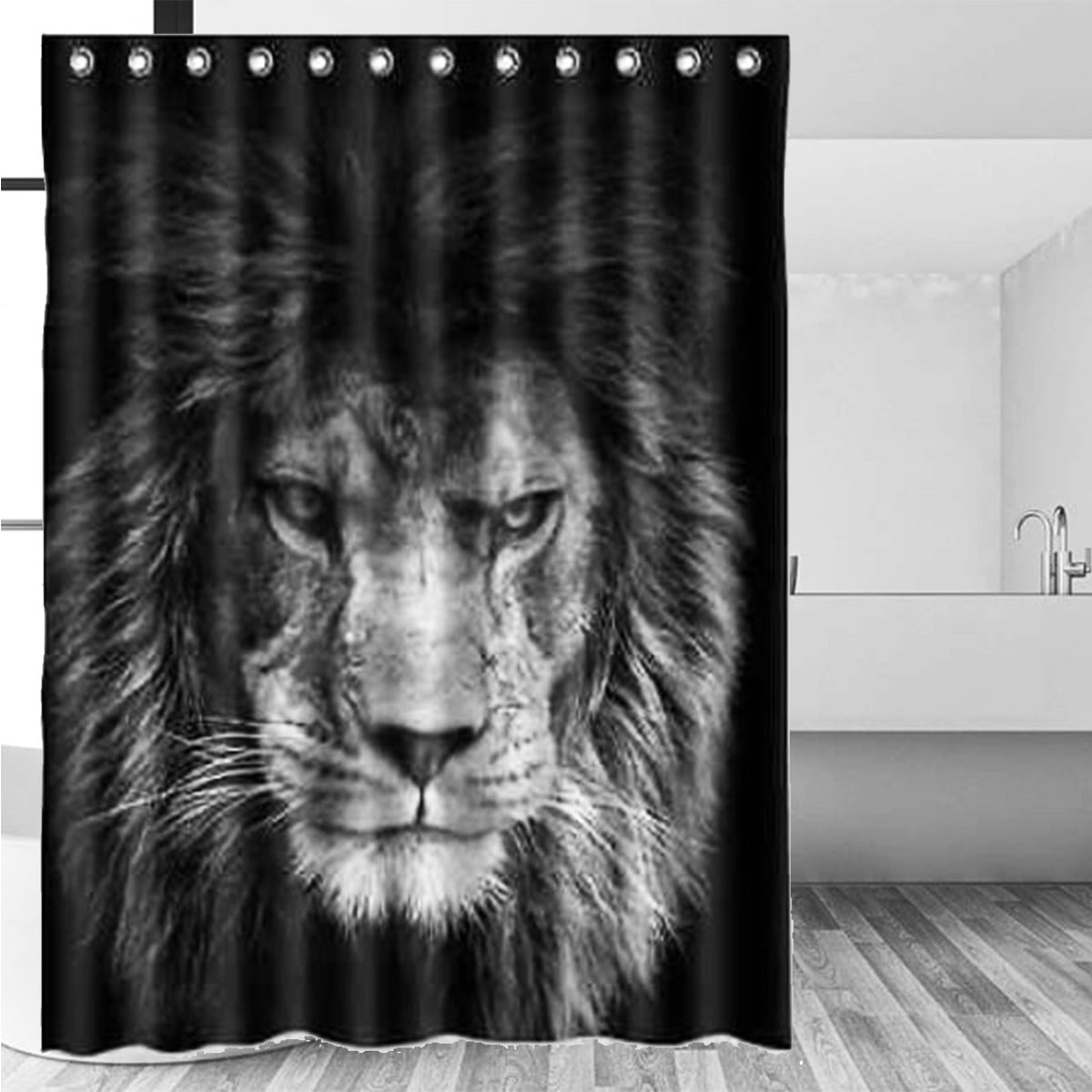 Colored Lion Art Design Custom Shower Curtain Polyester Fabric 12 Hooks 71 Inch 