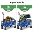 thumbnail image 3 of GVDV Collapsible Wagon Carts Foldable, 360lbs Heavy Duty Utility Folding Wagon with All-Terrain Wheels, Portable Beach, Camping, Shopping, Sports, Blue, 3 of 11
