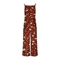 thumbnail image 5 of Sentmoon Jumpsuits for Women Casual Boho Floral Print Loose Wide Leg Overalls Side Pockets Thin Strap Square Neck Sleeveless Baggy Rompers Summer Comfy Ladies for City Sightseeing Red XXXL, 5 of 6