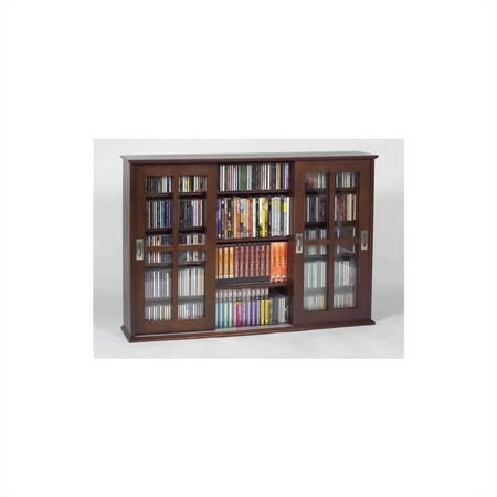 Mission Style Wall - Leslie Dame Wall Hanging Sliding Door Multimedia Cabinet in Walnut