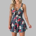 thumbnail image 2 of Women Summer Floral Printed Spaghetti Straps Jumpsuits Sleeveless V Neck Front Tie Knot Rompers, 2 of 7