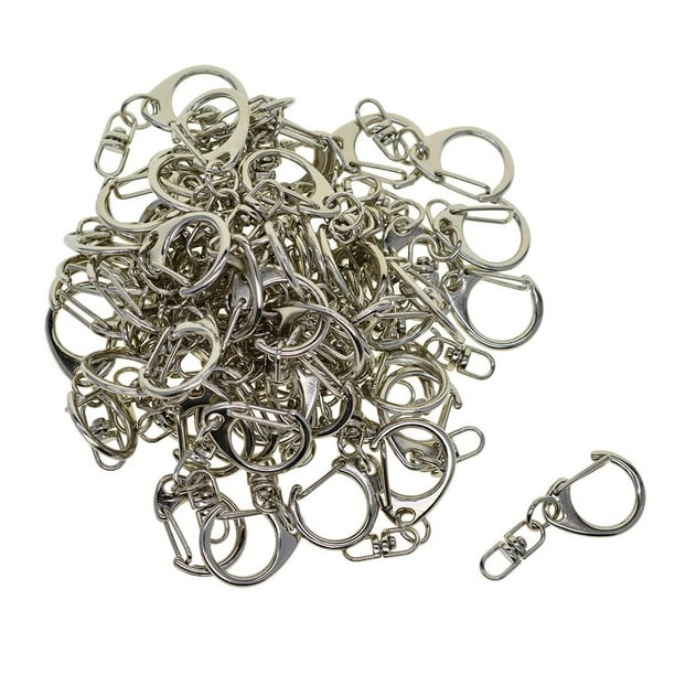 50 x Clip de llavero en forma de D Gancho de presión de metal para llavero de coche Monedero DIY Plata