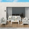 ECOPATIO 8Piece Modern Aluminum Patio Furniture Set with Coffee Table