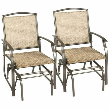 Demifill 2-Piece Patio Swing Single Glider Chair, Rocking Seating, Ergonomic Design of Chair, Brown