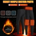 thumbnail image 2 of XFLWAM Heated Pants for Men Solid Color Elastic Heating Pants Electric USB 3 Zones Heating Trousers Winter Warm Plus Fleece Heating Leggings Black 3XL, 2 of 8