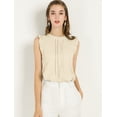 thumbnail image 3 of Blusa elegante Sin mangas Vintage 1950 Allegra K con volantes para Oficina de Negocios Mujer Beige S, 3 of 6