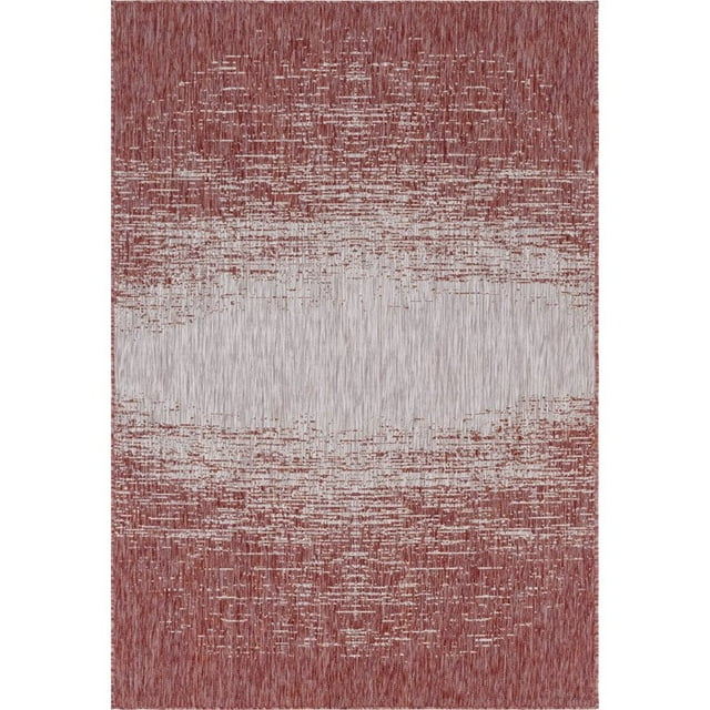 Unique Loom Extérieur Moderne Zone de Gradient Tapis 6' x 9' Rectangle Rouille Rouge/gris