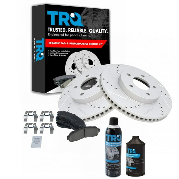 TRQ Front Performance & Brake Rotor & Ceramic Pad Kit w/Chemicals BKA17681 Fits select: 2005-2006 CHEVROLET EQUINOX, 2002-2007 SATURN VUE