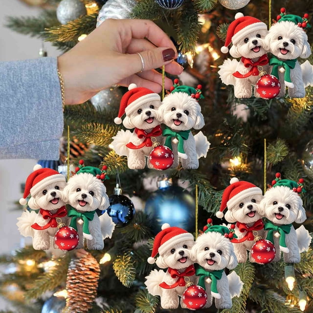 Adorno navideño colgante de acrílico 2D | Decoración navideña multicolor | Ligero, 8 x 6,5 cm, ideal para árbol de Navidad, coche, pared y chimenea | Regalo festivo para el hogar y celebraciones de