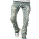 thumbnail image 2 of Pantalones vaqueros de longitud completa para hombre, azul claro, acolchados, rotos, con cremallera, lavados, elásticos, tendencia para exteriores, pantalones vaqueros para hombre., 2 of 9