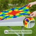 thumbnail image 6 of Rainbow Tie Dye Mandala Pattern Square Fitted Tablecloth with Elastic Edge,Square Table Cover,Washable Elastic Table Cover for Home Kitchen Party Decor 34"x34", 6 of 6
