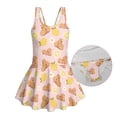 thumbnail image 6 of Uourmeti Cartoon Capybara & Lemon Print Girls Skirted One Piece Swimsuit - Quick Dry, Stretchy Swim Dress for Beach & Pool, Ages 3-13, 6 of 8