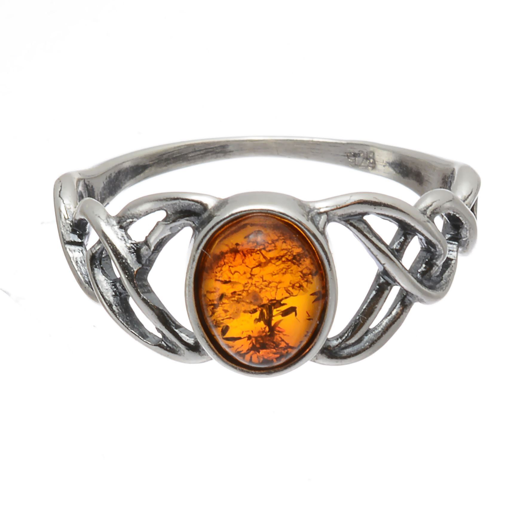Sale Genuine Baltic Honey Amber Chevron Ring in 925 Sterling Silver Size 9