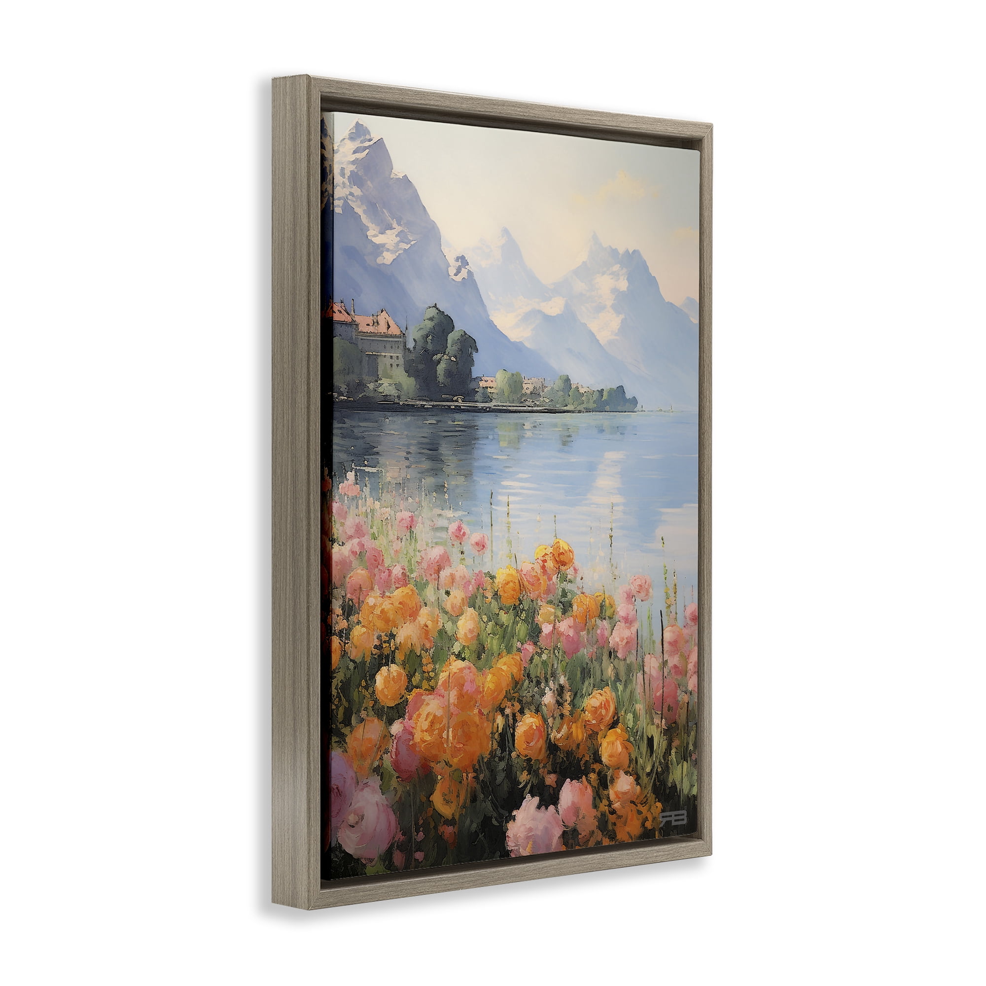 Stupell Industries Mountain Meadow Outskirts Landscape Painting Brown Floater Framed Art Print Wall Art, 21 x 31