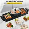 thumbnail image 3 of VEVOR 2 in 1 Electric Grill and Hot Pot, 2400W BBQ Pan Grill and Hot Pot, Multifunctional Teppanyaki Grill Pot with Dual Temp Control, Smokeless Hot Pot Grill with Nonstick Coating for 1-8 People, 3 of 5